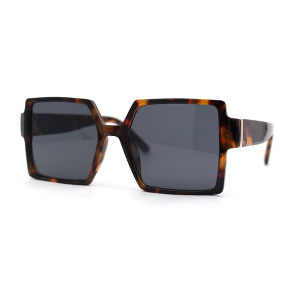 Womens Sharp Square Rectangular Minimal Butterfly Sunglasses Tortoise Black