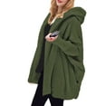 thumbnail image 1 of Women'S Solid Color Long-Sleeved V-Neck Hooded Jacket Casual Loose Plush Buttonless Jacket Army Green L, 1 of 7