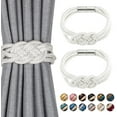thumbnail image 1 of 2 Pack Strong Magnetic Curtain Tiebacks Upgrade Nordic Simple Style Drape Tie Backs Double Color Weave Rope Knot Decorative Curtain Holdbacks for Home & Office Window Drapery, 1 of 7