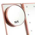 Magicfly LED Lighted Makeup Mirror with 10X/3X/2X/1X Magn., Adjustable Stand, Rose Gold