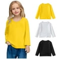 thumbnail image 7 of 3 Pack Toddler Soft Thick Crewneck Tee Tops Girls Comfort Basic Long Sleeve T-Shirt, 7 of 7
