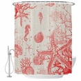 thumbnail image 2 of Coastal Red Waterproof Fabric Shower Curtain,Nautical Coral Seahorse Starfish Shell Waterproof Fabric Shower Curtain for Bathroom Curtains Bathtubs Shower Curtains with 12 Hooks Extra Long 72x84, 2 of 8