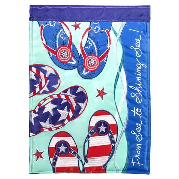 Magnolia Gardens M011410 13 x 18 in. Double Applique 4th Flip Flops Polyester Garden Flag