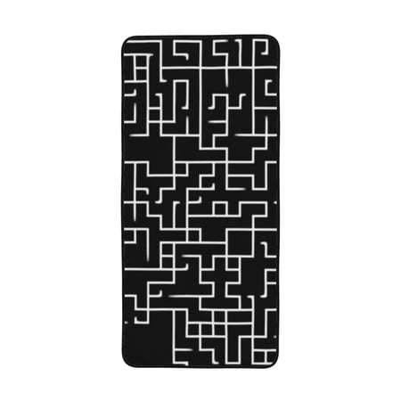 LNWH Bath Towel, Black Labyrinth Pattern Absorbent Coral Fleece Bath Towel for Bathroom, Gym, Beach-27x55in