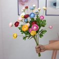 thumbnail image 2 of KUIZAP 60cm 5 Heads Artificial Ranunculus Flowers Floral Faux Peony Bouquet Wedding Home Decoration Simulation Artificial Flowers(Orange), 2 of 7