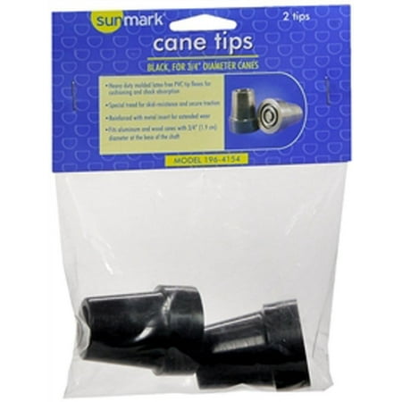 Sunmark Cane Tips, 3/4", Black, 2 Count