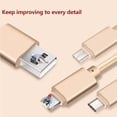 thumbnail image 2 of Methold Cable de carga USB 3 en 1, Cable de datos tipo C tejido de nailon, Cable de carga para Cargadores de dispositivos electrónicos específicos dorado, 2 of 6