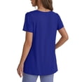 thumbnail image 3 of MOYIKO Women V Neck T Shirts Short Puff Sleeve Summer Top Dressy Loose Fit Blue Tee Shirt Clothes Size S, 3 of 7