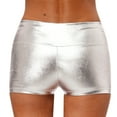 thumbnail image 4 of CHICTRY Women's Metallic Athletic Shorts Dance Tights Summer Hot Bottoms Rave Party Club Dancewear Silver S, 4 of 7