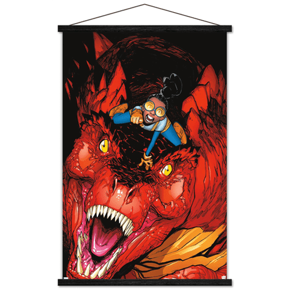 Marvel Moon Girl & Devil Dinosaur - Attack Wall Poster with Magnetic Frame, 22.375" x 34"