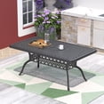 thumbnail image 4 of Hzzkey 68.9 "L x 37.4"W Rectangular Outdoor Cast Aluminum Dining Table with 1.88" Umbrella Hole, Black, 4 of 8