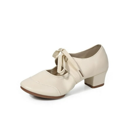 

Colisha Ladies Latin Shoes Ballroom Pumps Square Dance Shoe Dancing Non-Slip Salsa Beige 5.5