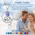 thumbnail image 3 of Juwaliy 925 Sterling Silver Cute Dolphin Necklace for Women,June Birthstone Alexandrite Pendant Sea Animal Charm Jewelry Birthday Gifts for Daughter, 3 of 9