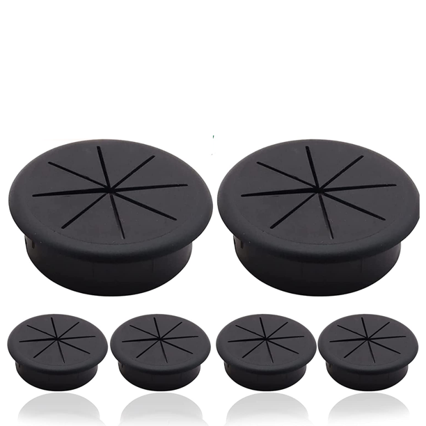 VIDSTW 8 Piezas Pasacables Escritorio De Silicona + Broca: Organizador De Cables Para Mesa Oficina, Cubre El Agujero De 25mm Blanco
