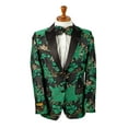 thumbnail image 2 of Mens 2 Button Hunter Green, Gold, & Black Floral Paisley Tuxedo Blazer By Alberto Nardoni Brand Designer, 2 of 3