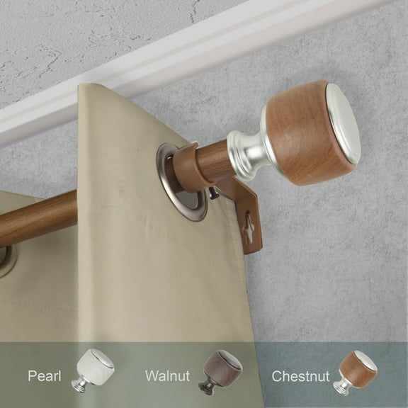 Domovina Shanta 1" Faux Wood Curtain Rod-Color:Chestnut,Size:48-84"