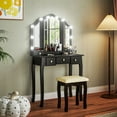 thumbnail image 2 of HOMCOM Ensemble de Coiffeuse avec Miroir et Tabouret, Coiffeuse avec Rangement, Noir, 2 of 10