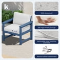 thumbnail image 3 of KINGYES 4 Pieces Outdoor Furniture Set, HDPE All Weather Use Conversation Couch Sets,2 Armchairs & 1 Loveseat & 1 Coffee Table for Patio Backyard, Blue Frame with Khaki Cushions, 3 of 10