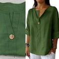 thumbnail image 2 of Womens 3/4 Length Sleeve Tunics Tops Casual V neck Shirt Basic Tees Business Work Blouses 2025 Summers Fall Clothes, 2 of 17