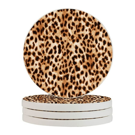 

Circular Drink Coasters Set Cheetah Beautiful Home Decor Diatomite Heat-Resistant Diatomite Protect Table Countertop