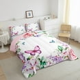 thumbnail image 3 of Manfei Watercolor Butterfly Bedding Comforter Set,Purple Lavender Twin Comforter Sets,Pink Rose Floral Bedding Set For Girls Teens,Microfiber Bedroom Decor Reversible,2 Pieces, 3 of 8