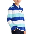 thumbnail image 2 of Teen Polo Shirt Boys Long Sleeve Boys Cute Embroidered Striped Button down Shirt Back to School Shirt Kids Summer Casual Shirts Boys Size 12-13 Years Shirts, 2 of 5