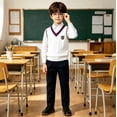 thumbnail image 5 of Coerni School Uniform Sweater Vest for Boys Spring & Fall Trendy Layering Knitted Sleeveless Tops Kids Back to School Daily Wear, 5 of 5