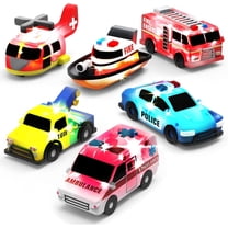 Tub Works Emergency Cars Light Up Bath Toys, 6 Pack, Water-Activated Light Up Toys Flash & Change Color