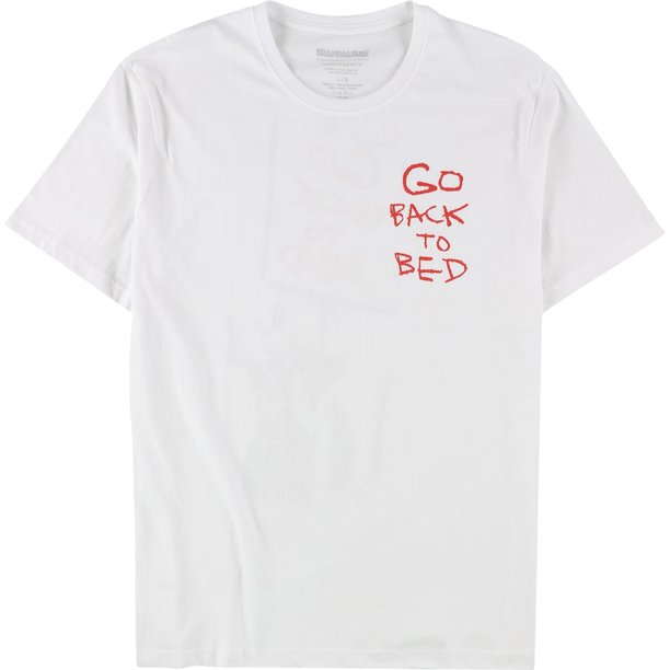 Elevenparis Hombre Go Back To Bed Camiseta gráfica blanca L