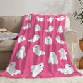 thumbnail image 5 of Halloween Cute Ghost Blanket Horror Movie Blanket Lightweight Fuzzy Flannel Throw Blanket for Bed Living Room Sofa Couch Travel All Season 50"x40", 5 of 6