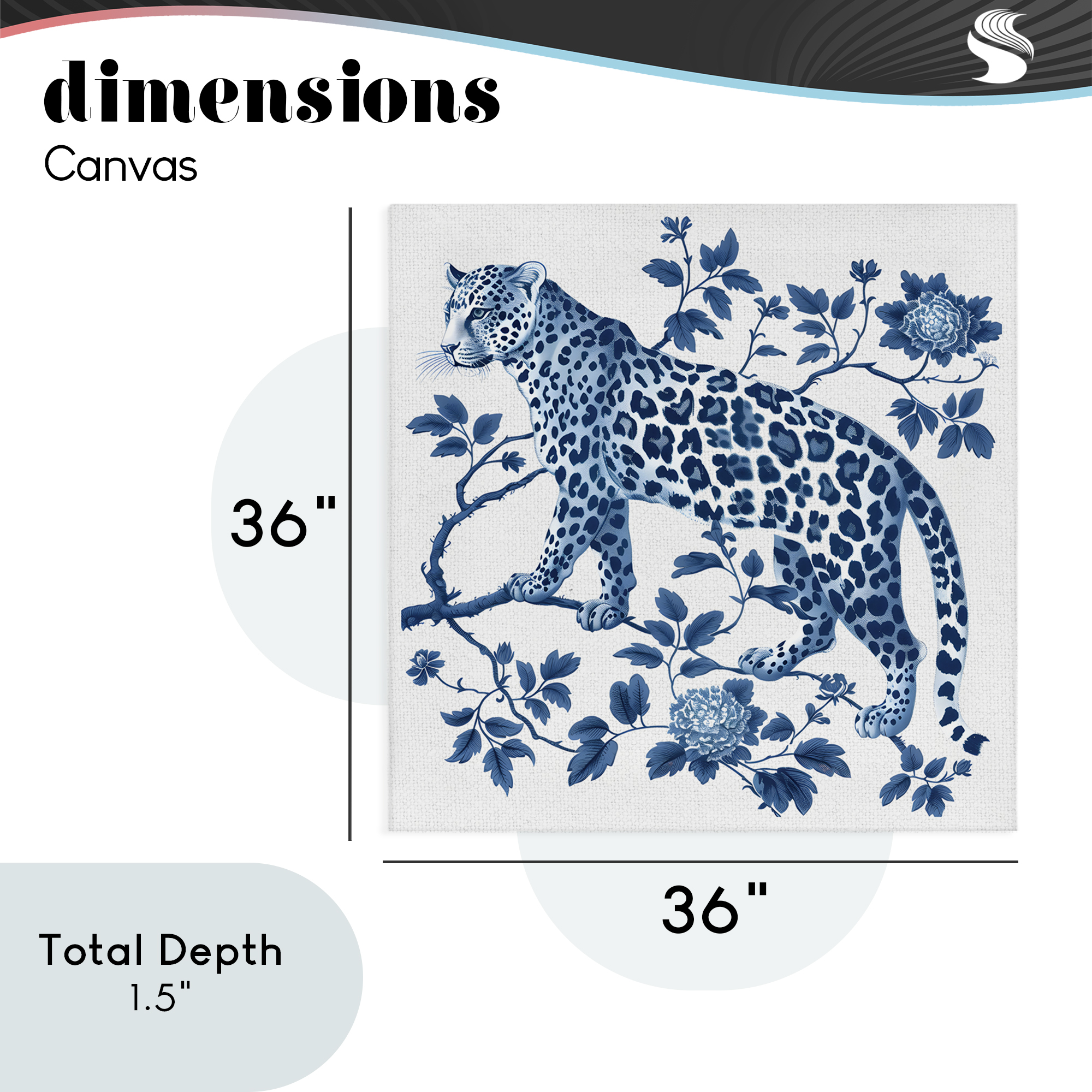 Traditional Ornate Floral Leopard Canvas Wall Art, design by Lettered and Lined