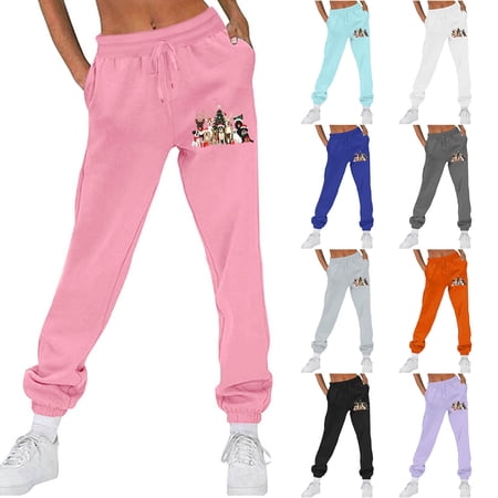 Zedker Sweatpants Women Baggy Cute Print Comfy Lounge Pants Workout High Waisted Drawstring Joggers with Pockets 2026 PurpleM