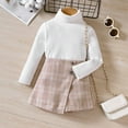 thumbnail image 2 of Durtebeua Toddler Girl Clothes Puff Sleeve Tops Plaid Mini Skirts 2Pcs Outfits Set 3-4 Years, 2 of 4