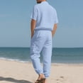 thumbnail image 4 of FNFYFH Mens 2 Piece Linen Sets 2026 Casual Button Down Shirts and Cargo Pants Summer Clothing Beach Vacation Outfits, 4 of 10