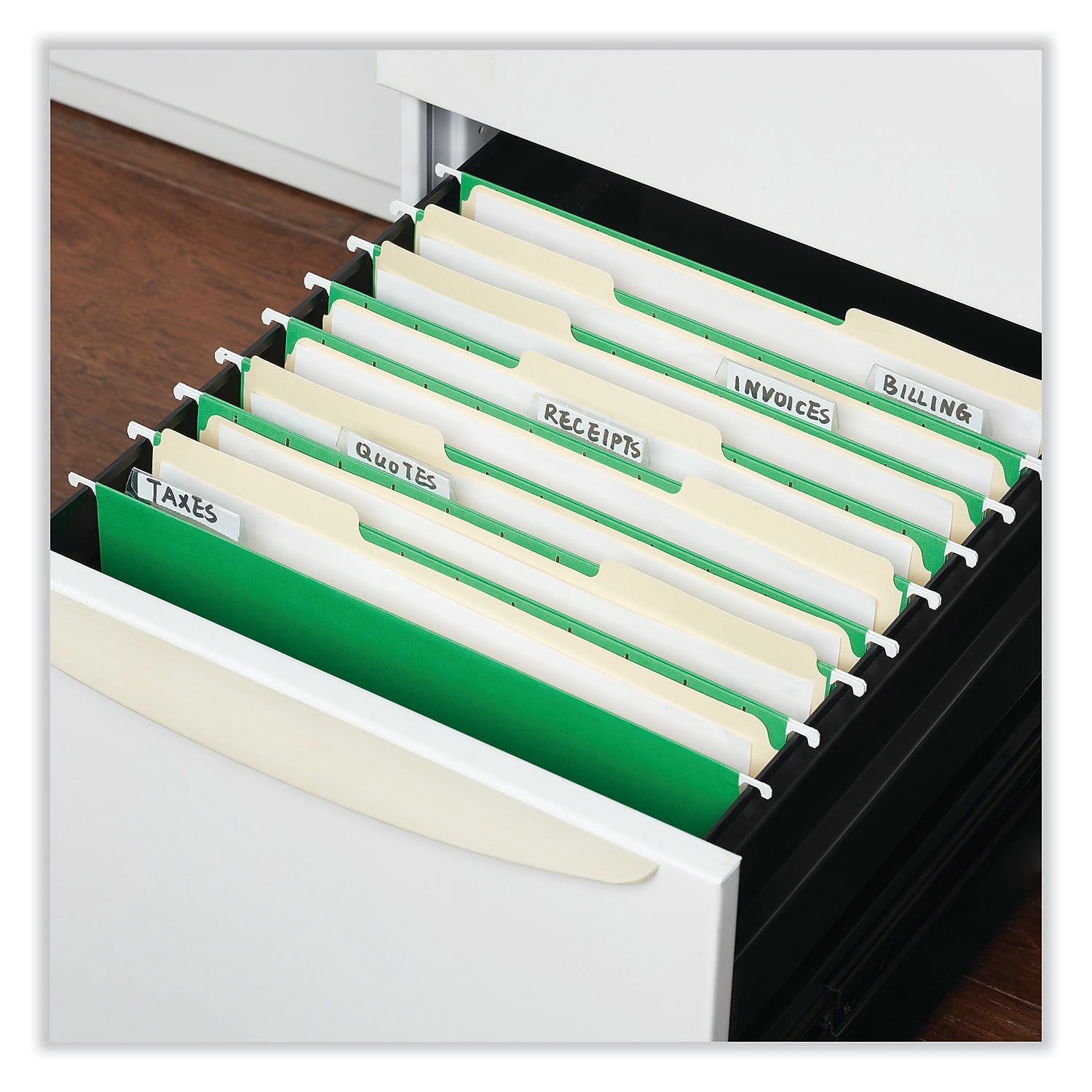 Universal UNV14117EE 1/5-Cut Tab Deluxe Bright Color Hanging File Folders - Letter Size, Bright Green (25/Box)