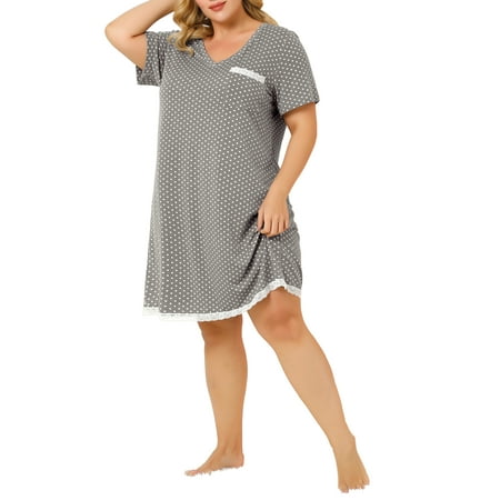 

Agnes Orinda Women s Plus Size Nightgown Polka Dots V Neck Comfy Midi Sleepshirt
