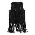 thumbnail image 5 of Women's Suede Fringe Cowgirl Vest Western Sleeveless Cardigan Jacket/Black/L, 5 of 6