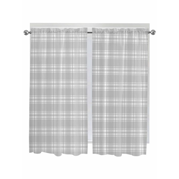 Bedroom Curtains 63 Inches length, Gray White Check Window Treatment Curtain Drapes, Vintage Farmhouse Buffalo Plaid Rod Pocket Curtain Panels for Living Room Kitchen, 42"x63", 2 Panels