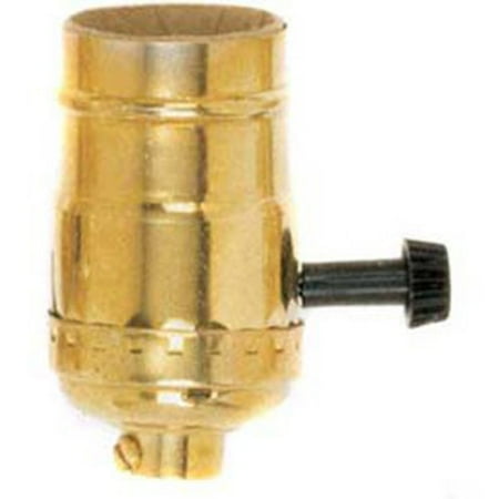 Bottom Turn Knob Socket - Brass Light Socket - Polished - 3-Way - 2 Circuit - Removable Turn Knob - Medium Base - 1/8 IPS - 90-867 By PLT