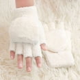 thumbnail image 4 of Women's Knitted Fingerless Mitten Gloves with Flip Cover with Faux Fur Lining, 4 of 8