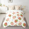 thumbnail image 2 of Homewish Preppy Children Kawaii Strawberry Bedding Comforter Set 7 Pieces,Colorful Love Heart Full Bedding Set Lightweight,Cartoon Fruit Fitted Sheet Flat Sheet,Luxury Bedroom Decor,Reversible, 2 of 8