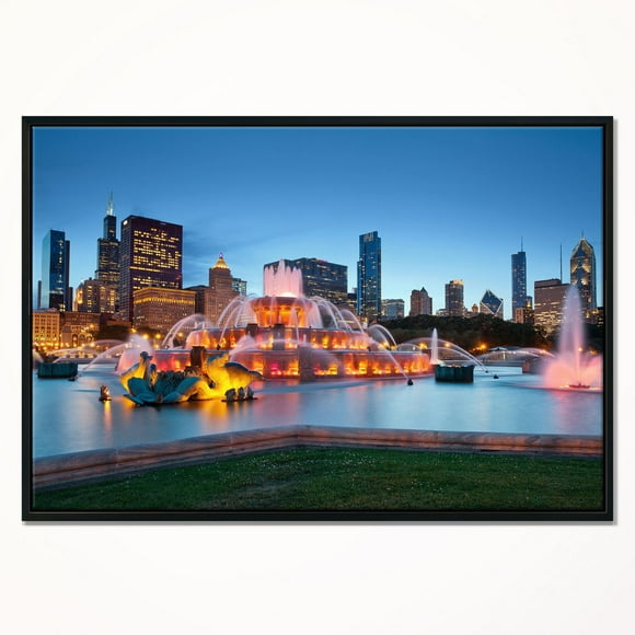 PYREX Design Art Colorful Buckingham Fountain Framed Canvas Art Print