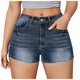 thumbnail image 2 of MKLEKYY Pantalones Cortos Vaqueros Rasgados Informales para Mujer, de Tiro Alto, con Dobladillo Enrollado y Desgastado, con Bolsillo, para Verano, 2 of 4
