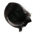 thumbnail image 4 of Peluca corta bob para mujer, con orejas colgantes, teñida en negro leonado y beige gris, pelo sintético corto y liso con flequillo., 4 of 14
