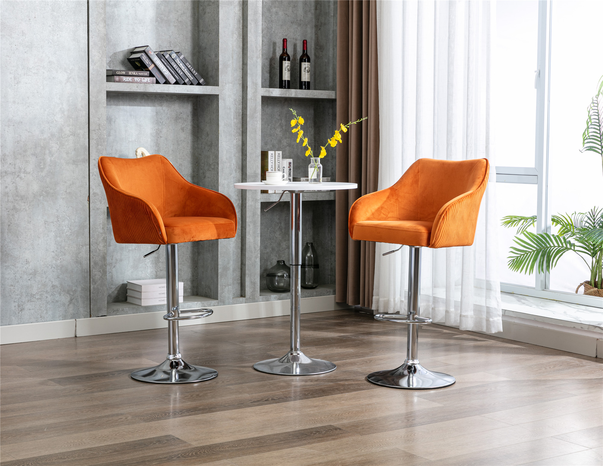 orange adjustable bar stools