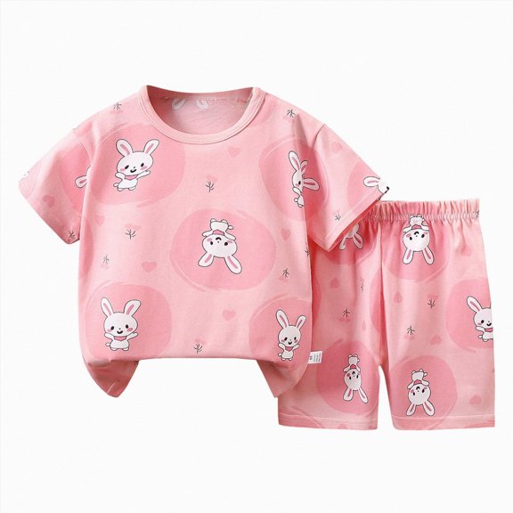 Nwiuh Bamboo Pajamas Toddler Boy Clothes Checkered Tee Shorts 2 Summer Bamboo Baby Pajamas Sleepwear Pjs Set (Light Pink, 2-3 Years)