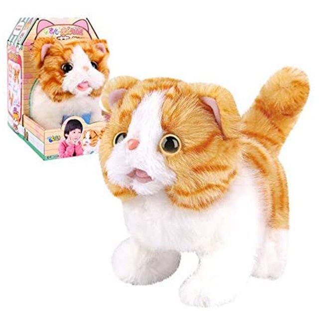 Juguete eléctrico de peluche de gatito, gato de simulación que camina, llanto, mascota, muñeca de juguete para niña