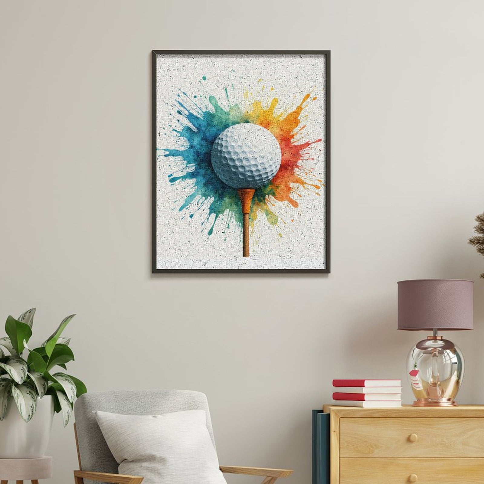 Paint by Numbers Kit for Adults, Golf Ball Colorful Paint Splash Paint by Numbers, Easy Paint by Numbers Kit for Adults Beginner, DIY Adult Paint by Number Kits on Canvas, Home Decor