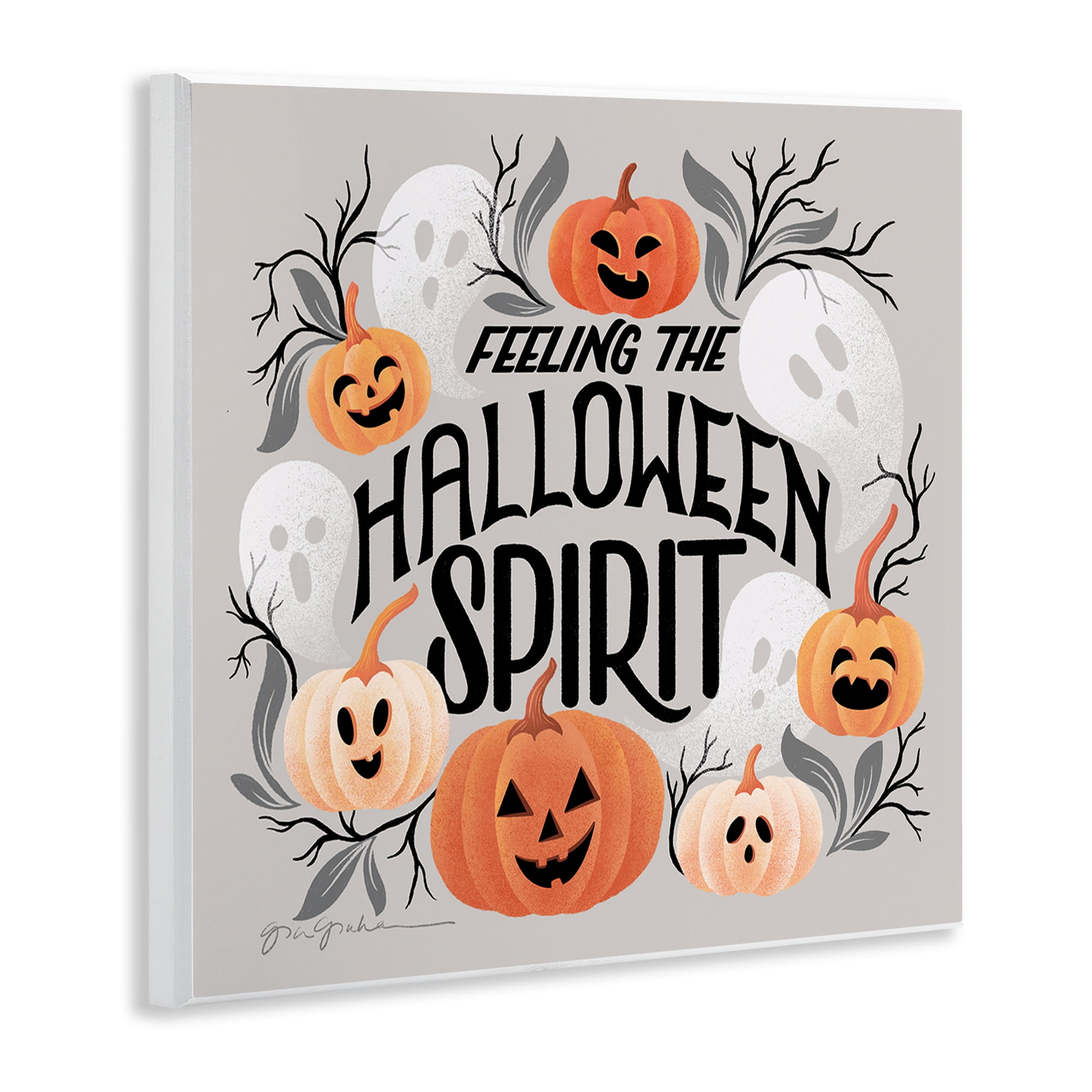 Stupell Industries Feeling Halloween Spirit Holiday Painting Unframed Art Print Wall Art, 12 x 12