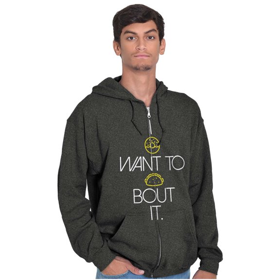 I Donut Want to Taco Bout it Food Pun Zip Up Hoodie Men's Women's Brisco Brands 2X